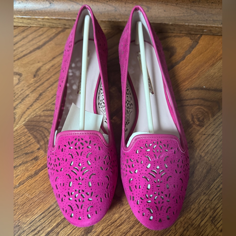 Audrey Brooke Pink Flats with Cutout Floral Design | 9.5